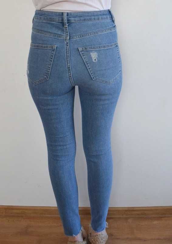 H&M 36 s wysoki stan duże dziury spodnie jeansy ultra high waist