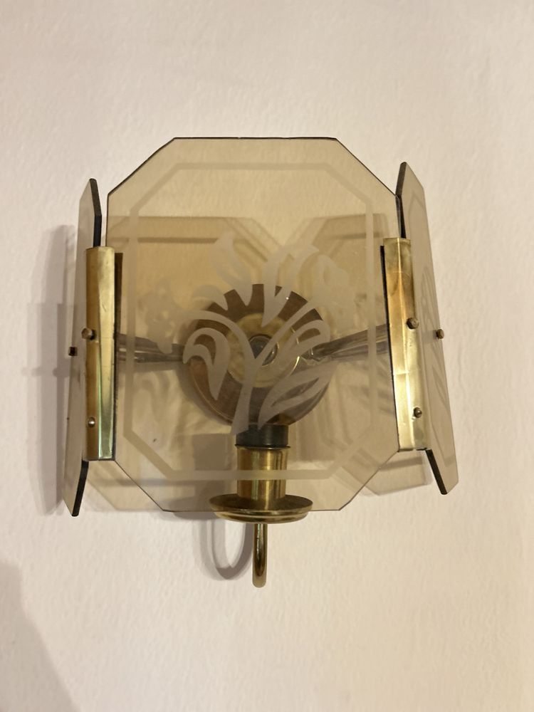 Lampa PRL kinkiet 2 sztuki szkło malowane