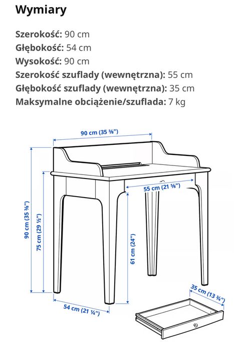 Biurko sekretarzyk Lommarp Ikea ciemnoniebieski-zielony