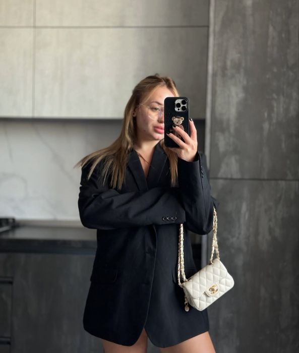 Чорний оверсайз піджак пиджак жакет блайзер базовий на підкладці