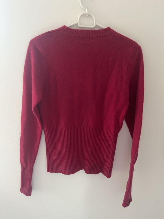 Sweter 100% wełny malinowy