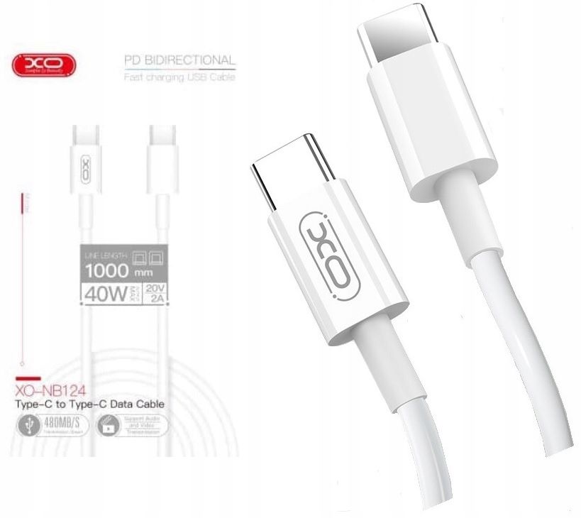 Kabel Przewód Ładowarka Usb-C Do Usb-C Typ C 40W