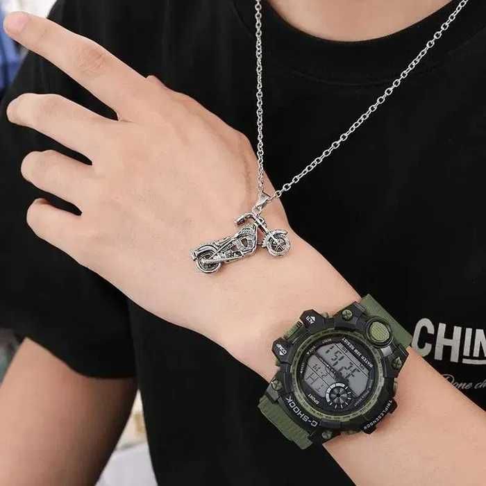 Militarny zegarek elektroniczny zielony sportowy cyfrowy luma WR30