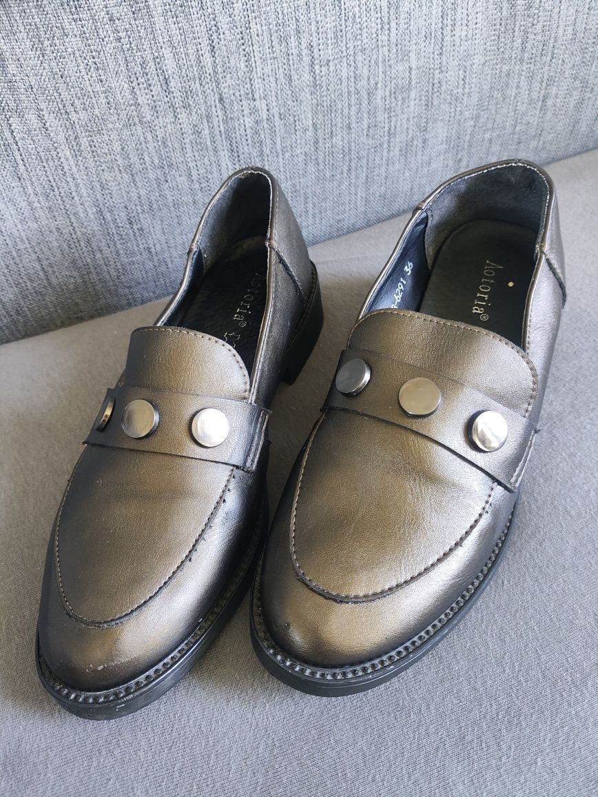 Mokasyny lordsy loafersy wizytowe komunia  półbuty buty damskie