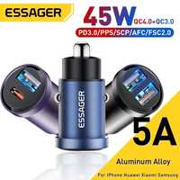 Автомобільний зарядний пристрій Essager 45W PD/QC4.0 USB-A-C Black
