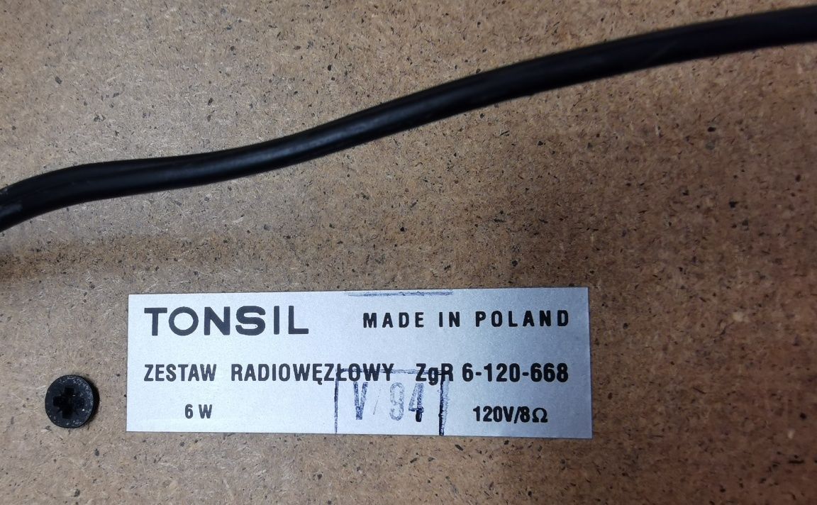 Głośniki radiowęzłowe Tonsil ZGR 120v 6W z regulacją