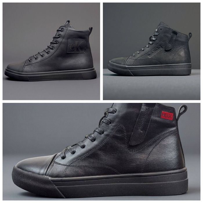 Теплі шкіряні черевики на байке Hugo, Calvin Klein, Baldinini