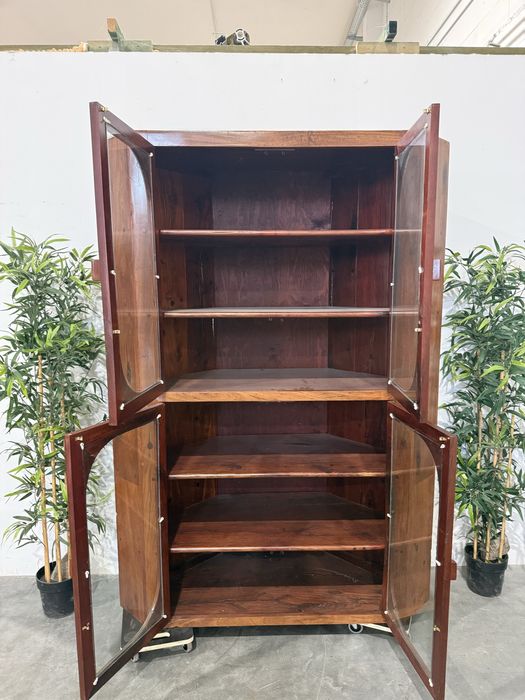 Piękna witryna narożna palisander lite drewno biblioteka dowóz wysyłka