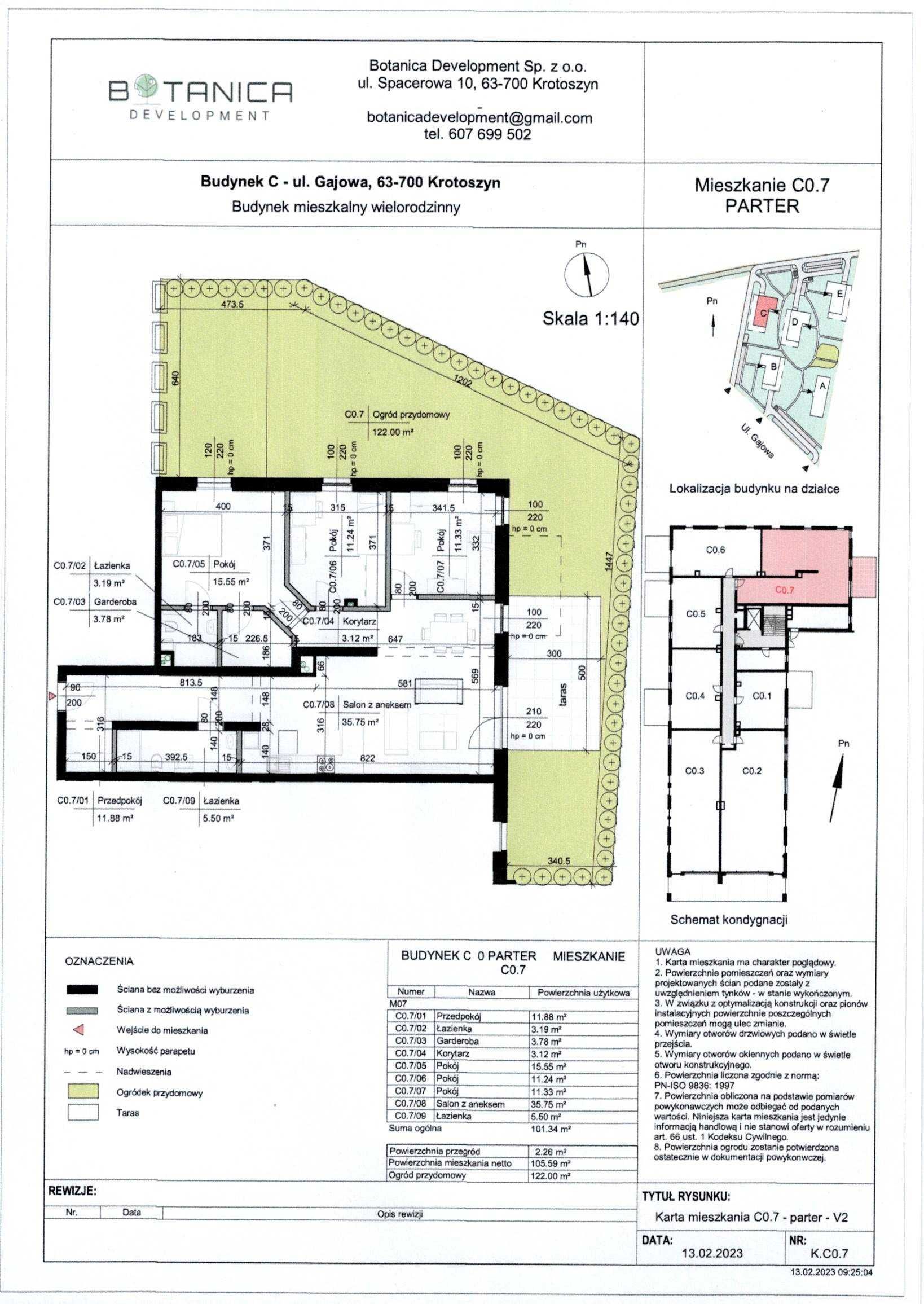 BOTANICA RESIDENCE Mieszkanie z ogródkiem w Budynku C z halą garażową!