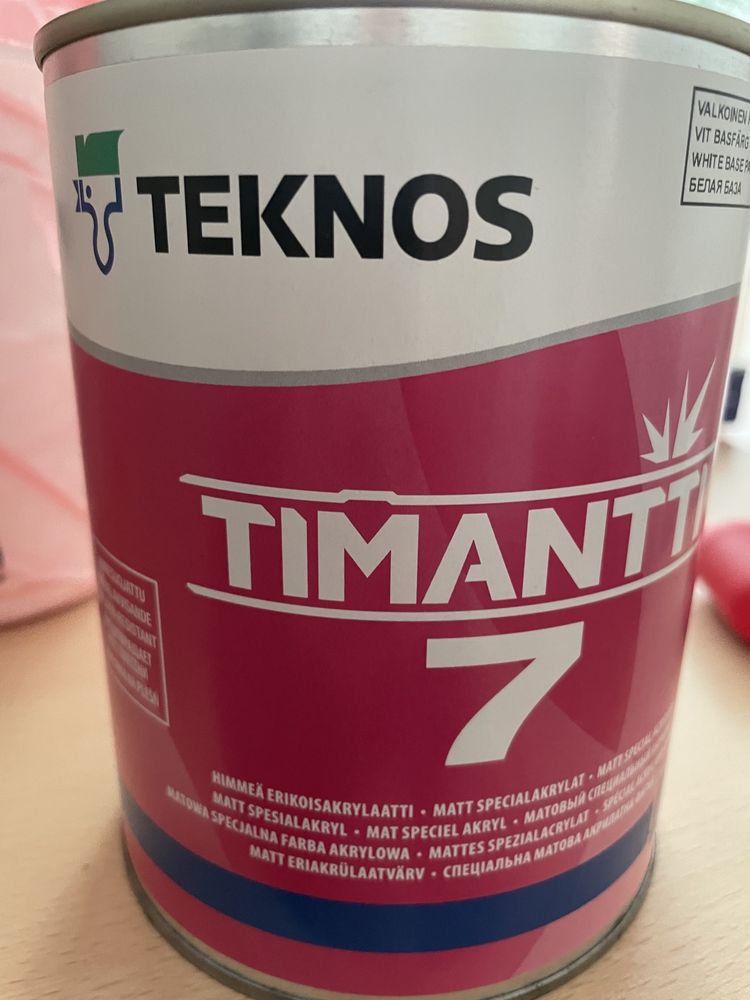 Зносостійка фарба для стін TEKNOS TIMANTTI 7 (Біла), 0.9 л