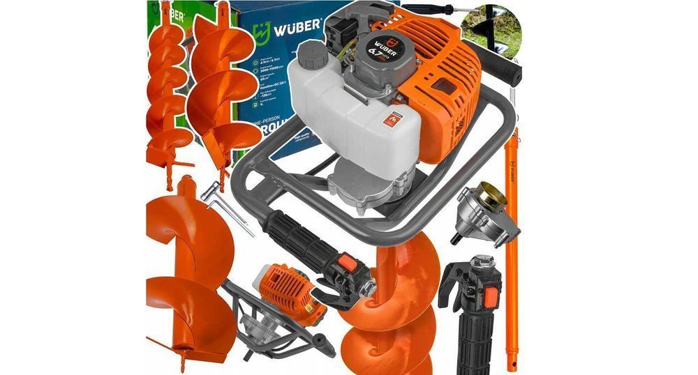 WIERTNICA GLEBOWA Świder spalinowy DO GLEBY ZIEMI 3 wiertła przedłużka