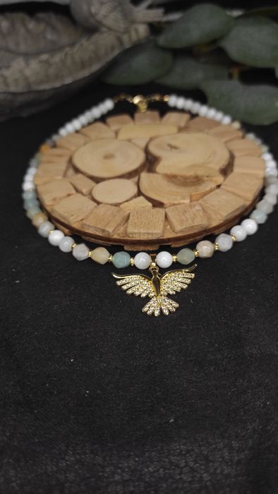 Чокер кольє намисто з натуральних каменів позолота