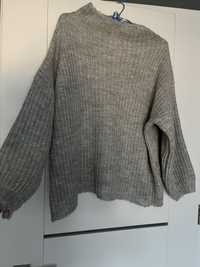 szary sweter moherowy welniany M 38 oversize golf polgolf