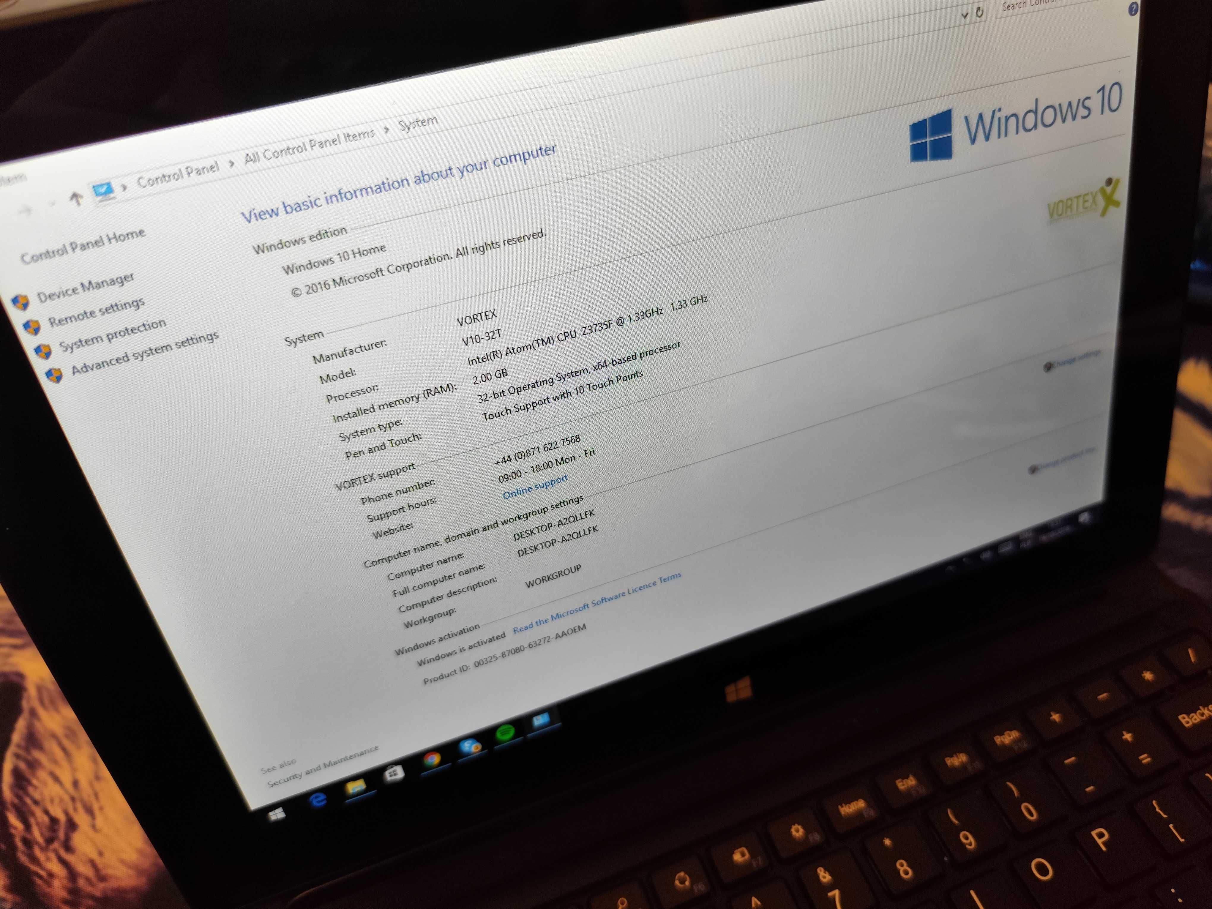 Tablet Dotykowy Vortex Windows 10 Intel Atom