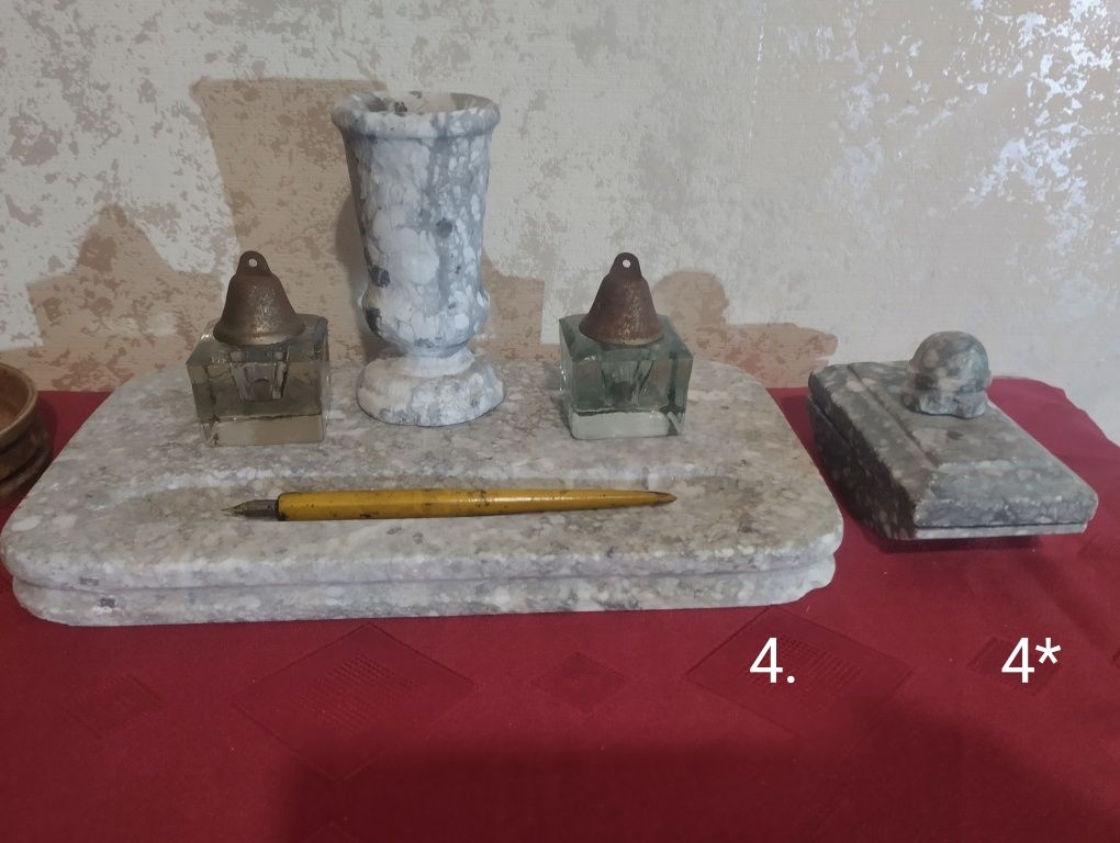 Письменный прибор (мрамор, стекло СССР)