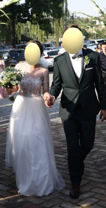 Suknia ślubna rustykalana elba hiszpańska casada amy welon halka love