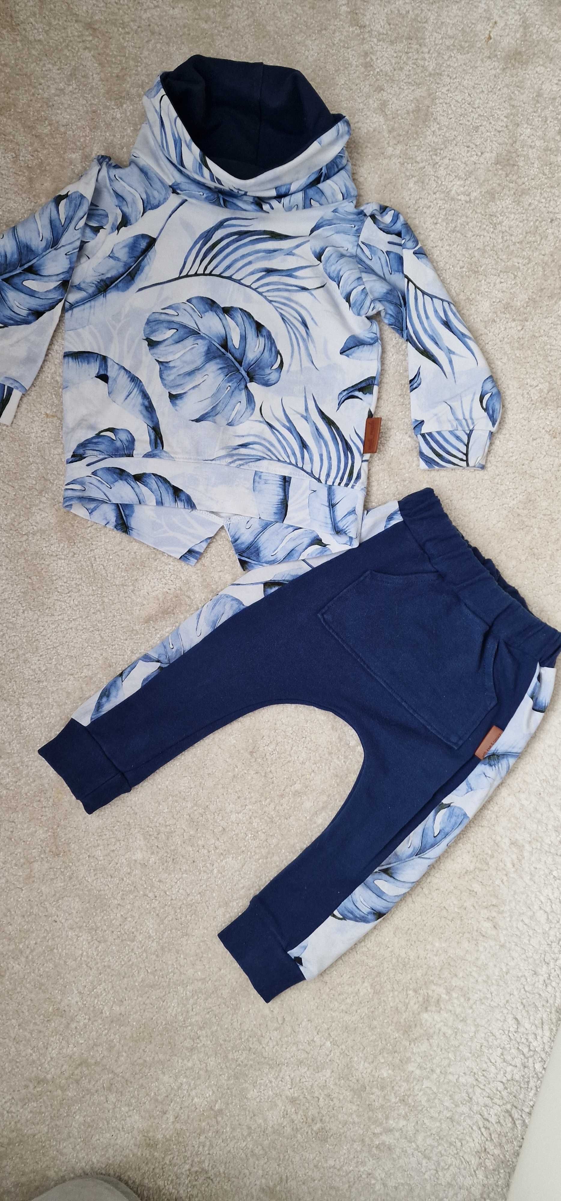 Niebieski komplet, zestaw, dres rozm 86 handmade Mati Made