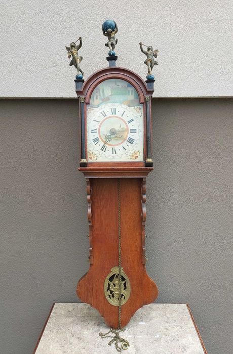 70 Zabytkowy zegar ścienny fryzyjski ogonowy 1844r niekompletny antyk