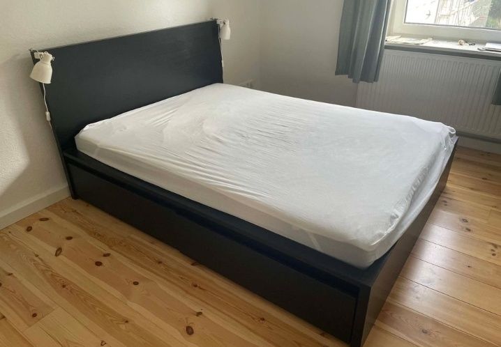 Łóżko Ikea Malm 160x200+2szuflady+stelaż+materac+transport