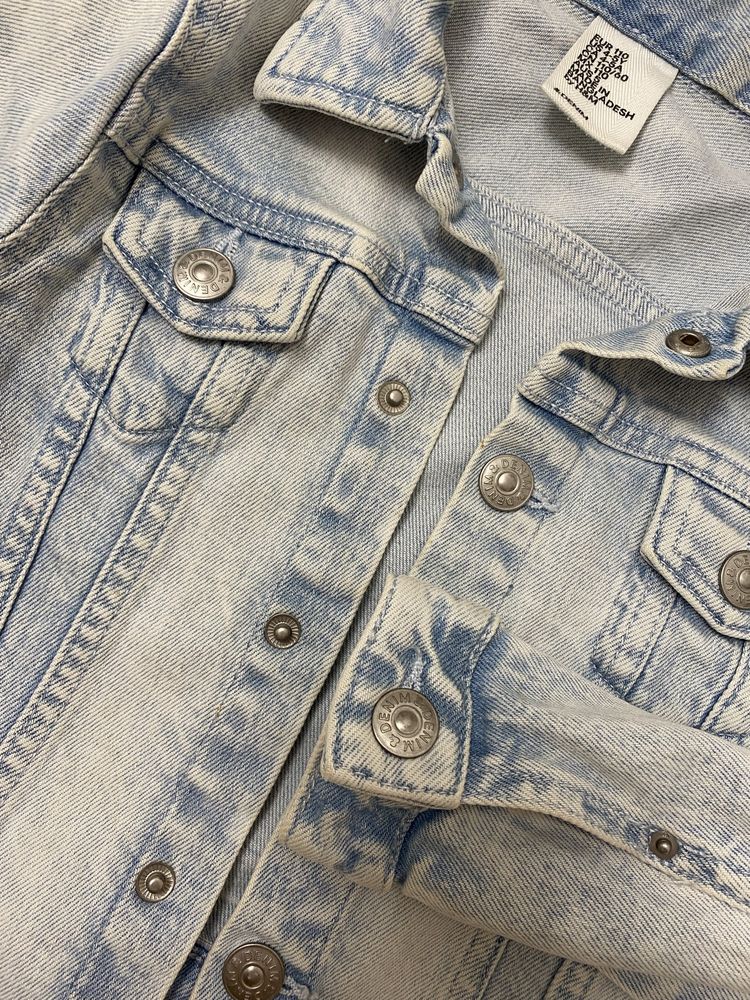Голубая джинсовая куртка hm denim для девочки 4-5 лет
