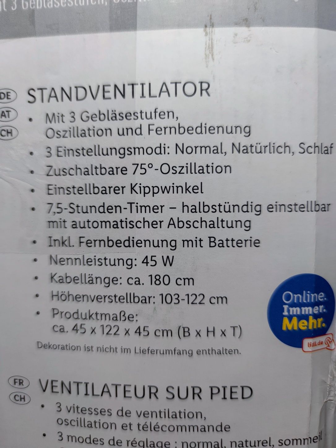 Wentylator stojący z pilotem SilverCrest