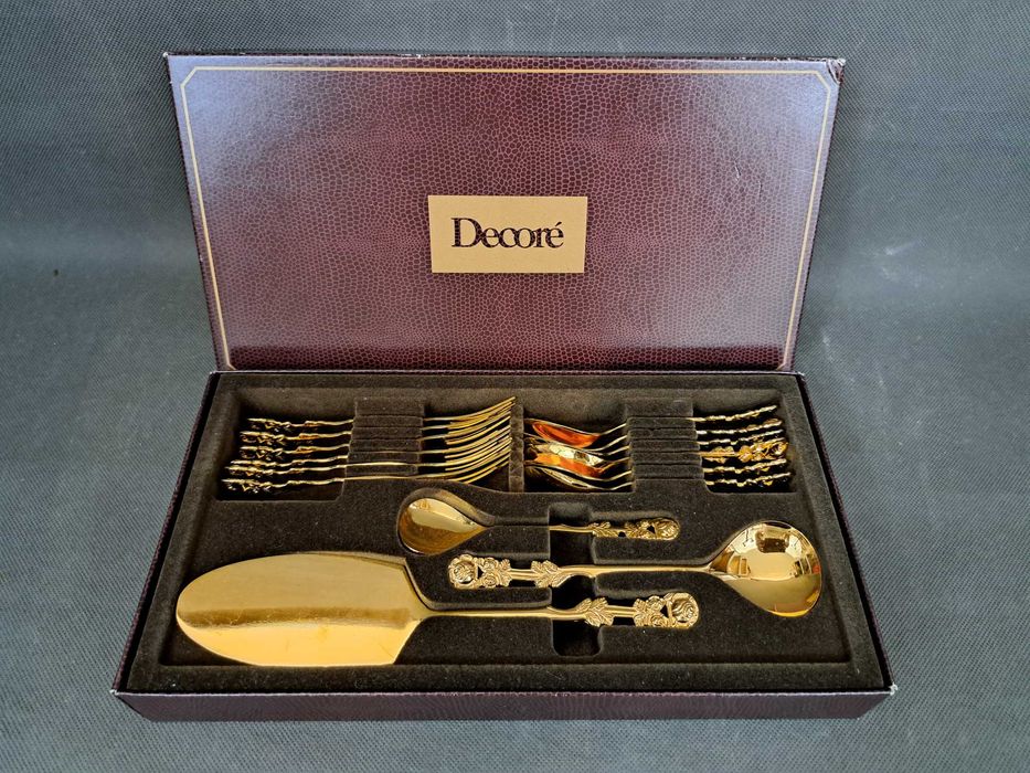 Sztućce deserowe pozłacane, zestaw