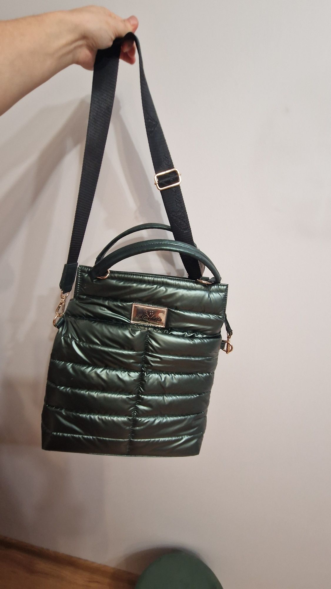 Piękna elegancka torba damska butelkowa zieleń barletta