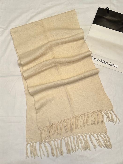 Молочний/білий теплий шарф, зимовий бежевий палантин