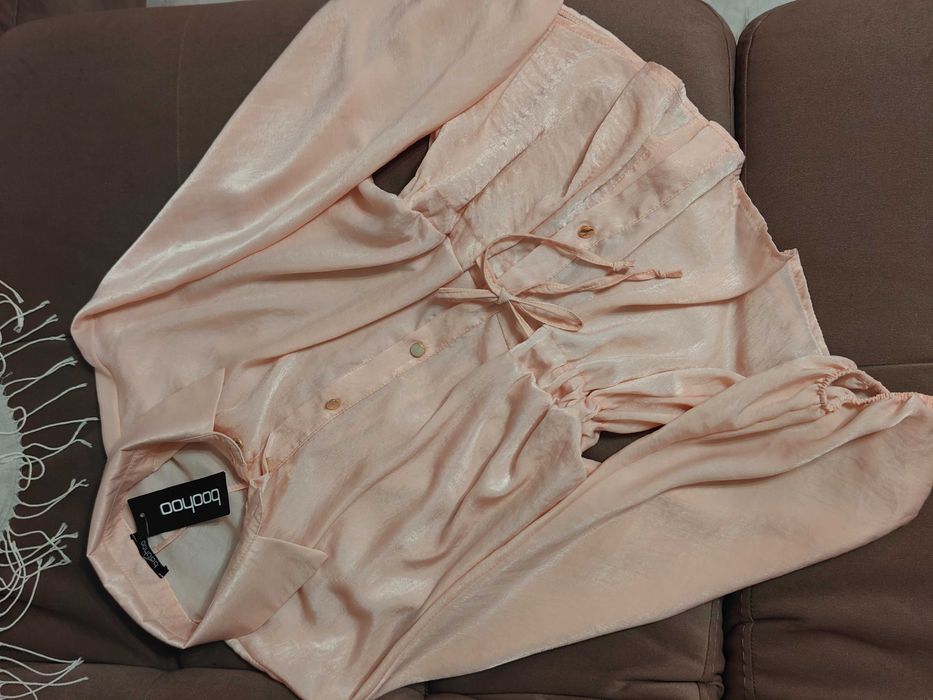 Блузка шовк шифон персикова рожева