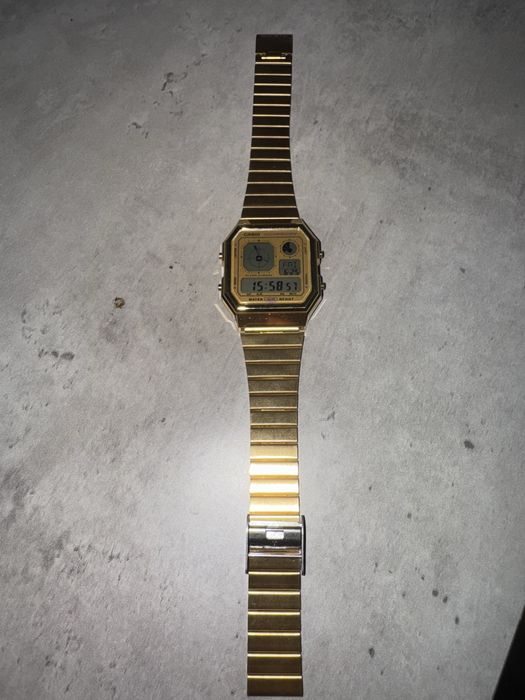 Nowy zloty zegar casio illuminator stal nierdzewna