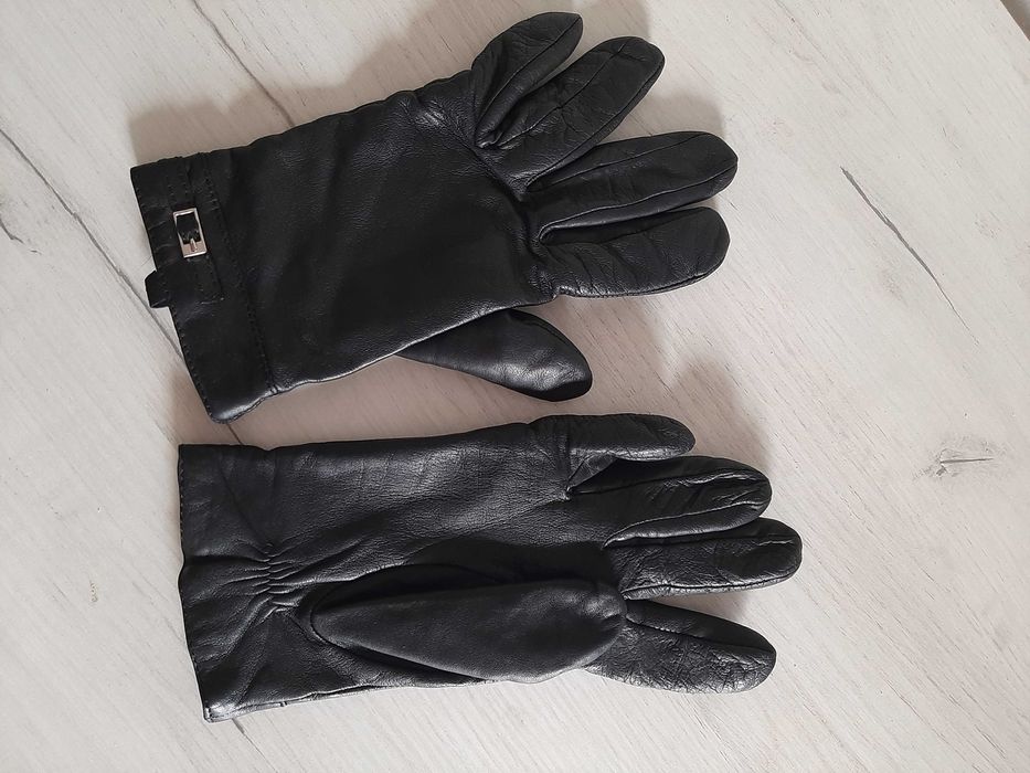 Skórzane czarne rękawiczki damskie S skóra naturalna
