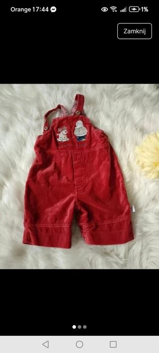 Spodnie ogrodniczki czerwone nq szelkach z weluru