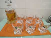 Conjunto de 6 copos e 1 garrafa Crystal Bohemia