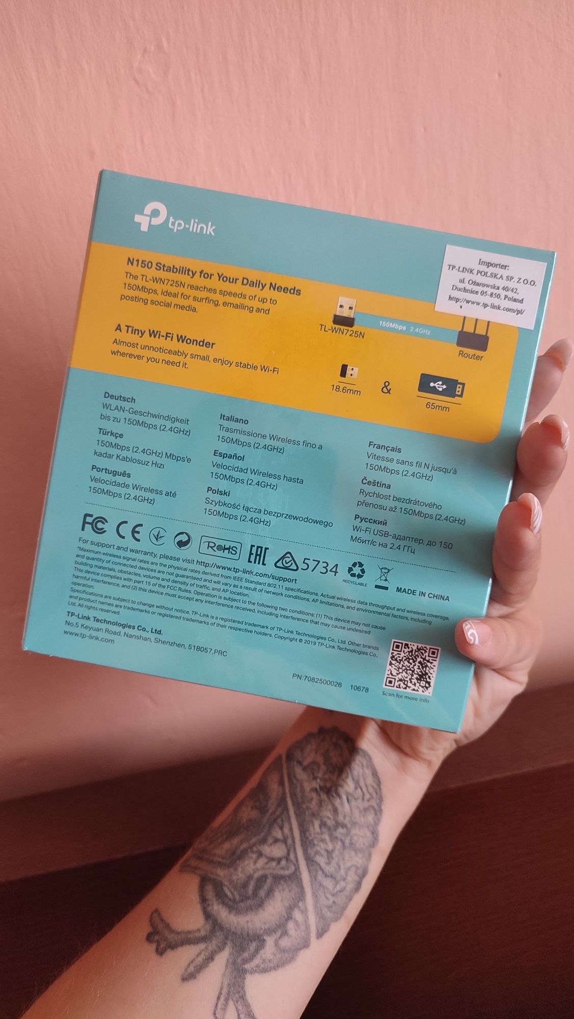 Wzacniacz sygnału fabrycznie zapakowany adapter Wi-Fi TP-Link