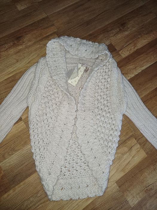 Sweter beżowy S kardigan 36 nowy wełna next damski