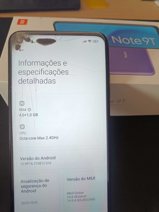 Xiaomi Redmi Note 9T 5G – 4GB RAM / 128GB – Ecrã partido mas funcional