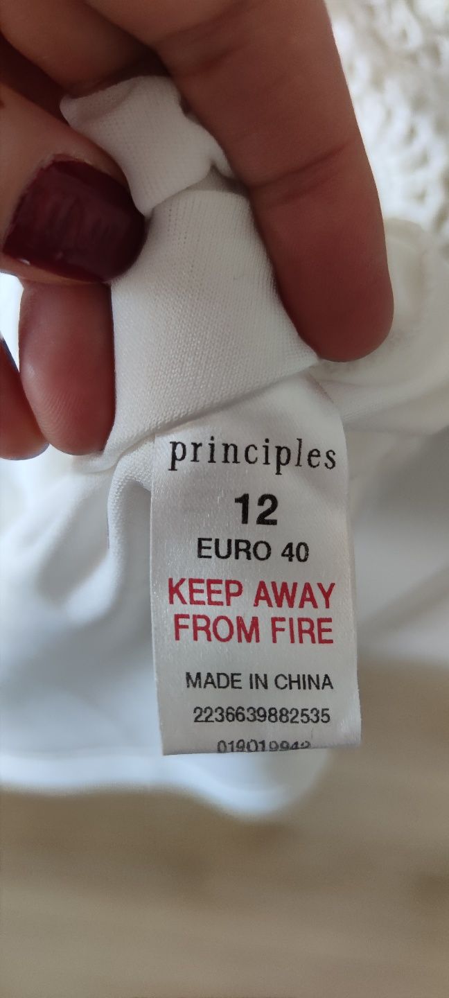 Biała letnia sukienka ażurowa z podszewką M 38 L 40 Principles boho