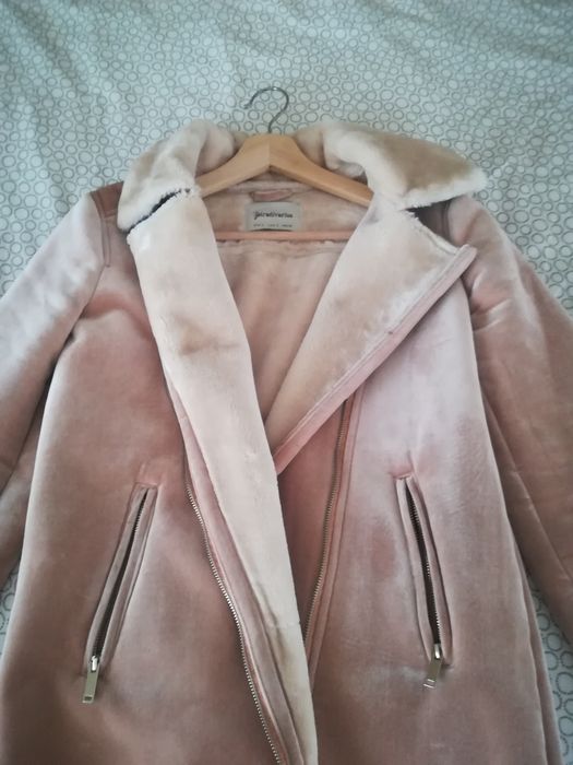 Casaco rosa com pêlo