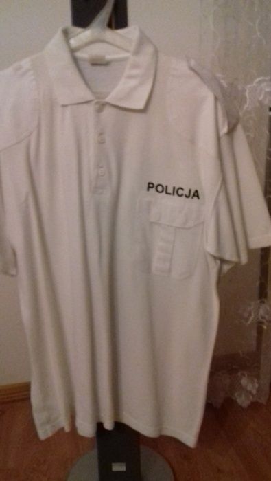 Koszulka krótki rękaw kol. biały z pagonami"POLO Policja"