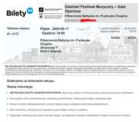 Bilety do Filharmonii bałtyckiej 17.05, 2 szt.