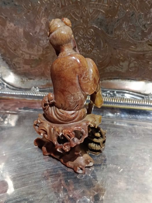 Escultura Divindade Chinesa Pedra Natural China Séc XIX 12,8 cm