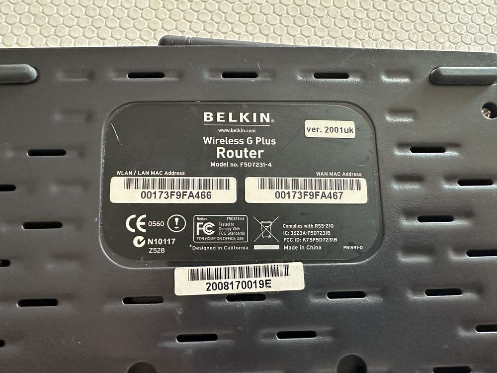 Router switch BELKIN Wireless G Plus