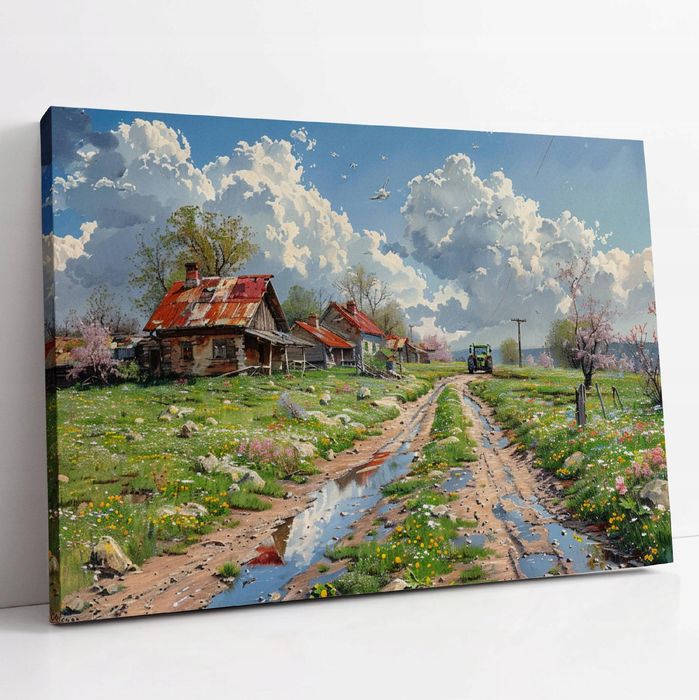 Obraz na płótnie "Wiosenny Dzień na Polskiej Wsi" 120x80 cm