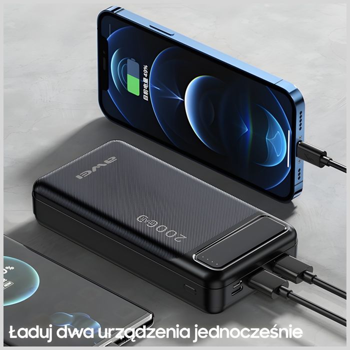 AWEI PowerBank P6K 20000mAhczarny/black 2xUSB/PD/Micro-USB