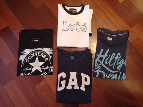 T-shirts Tommy Hilfiger, GAP, Converse, e Lois