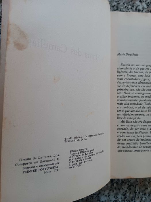 Livro A Dama das Camélias