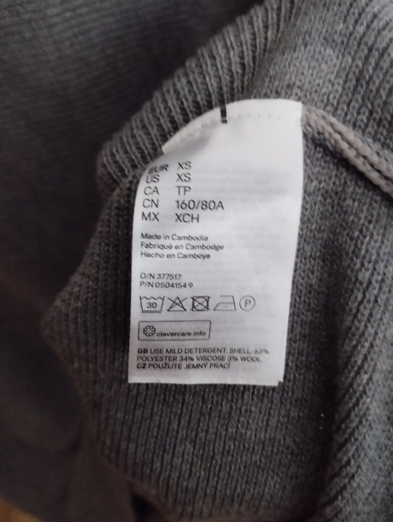 Sweter o splocie w prążek wiskoza, wełna XS H&M