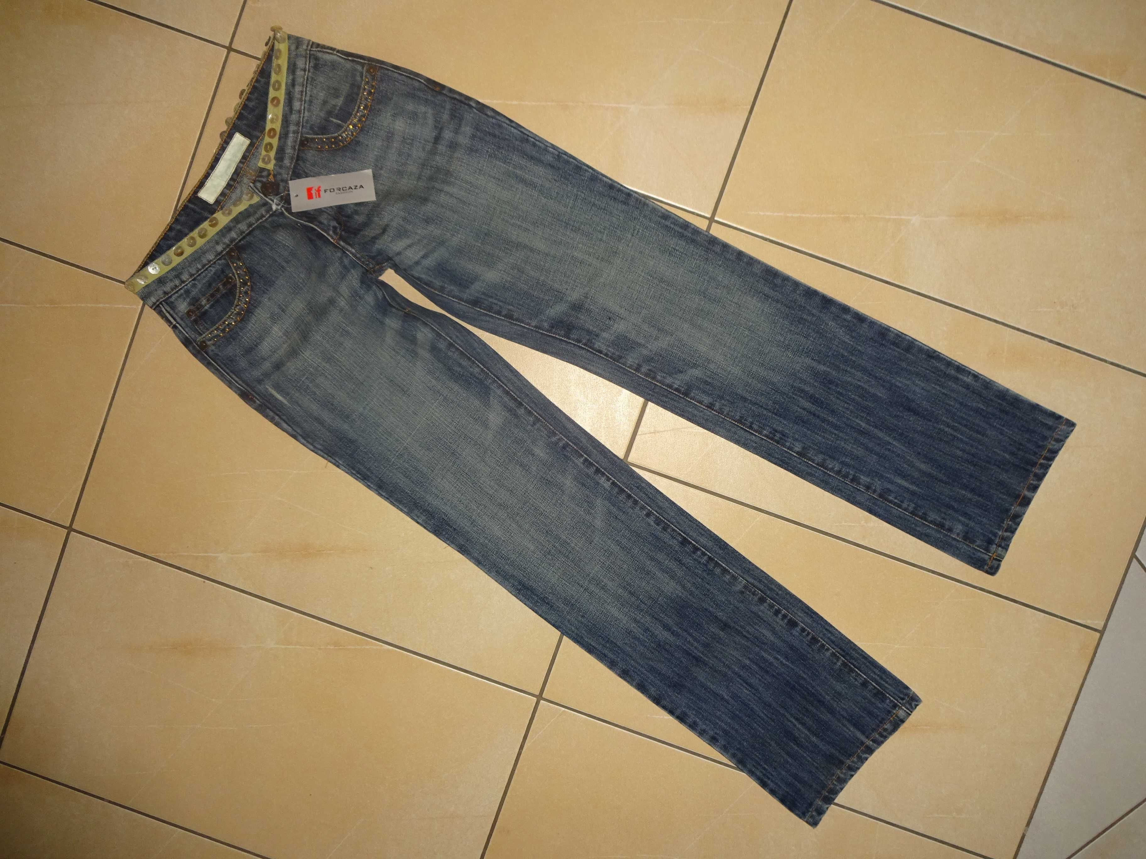 FORCAZA Fashion modne proste jeansowe spodnie hafty LUX 36