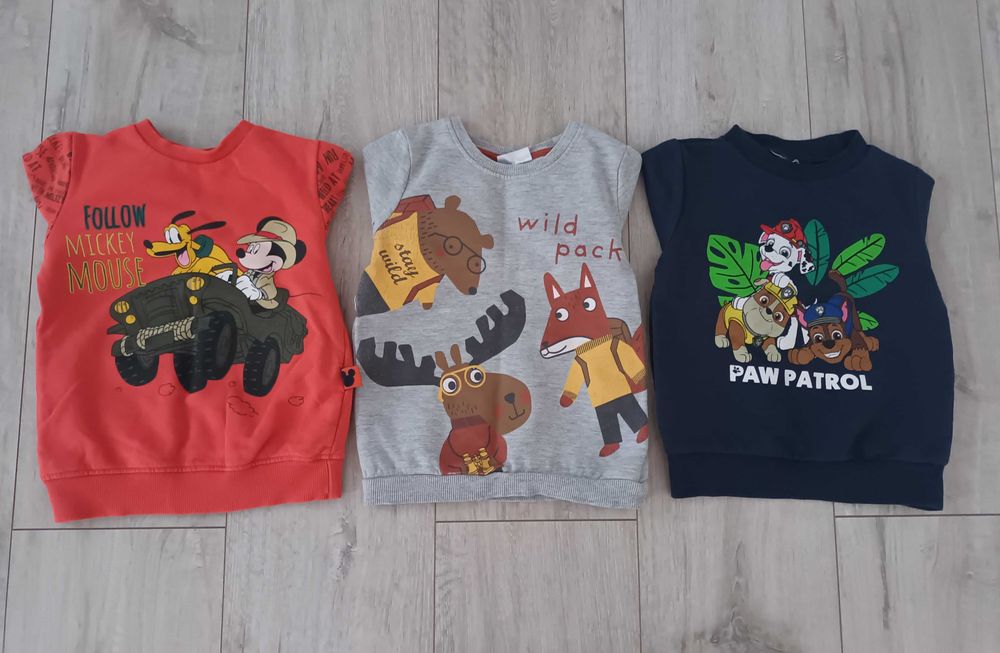 3 bluzy Psi Patrol Myszka Miki + polar GRATIS! r. 98