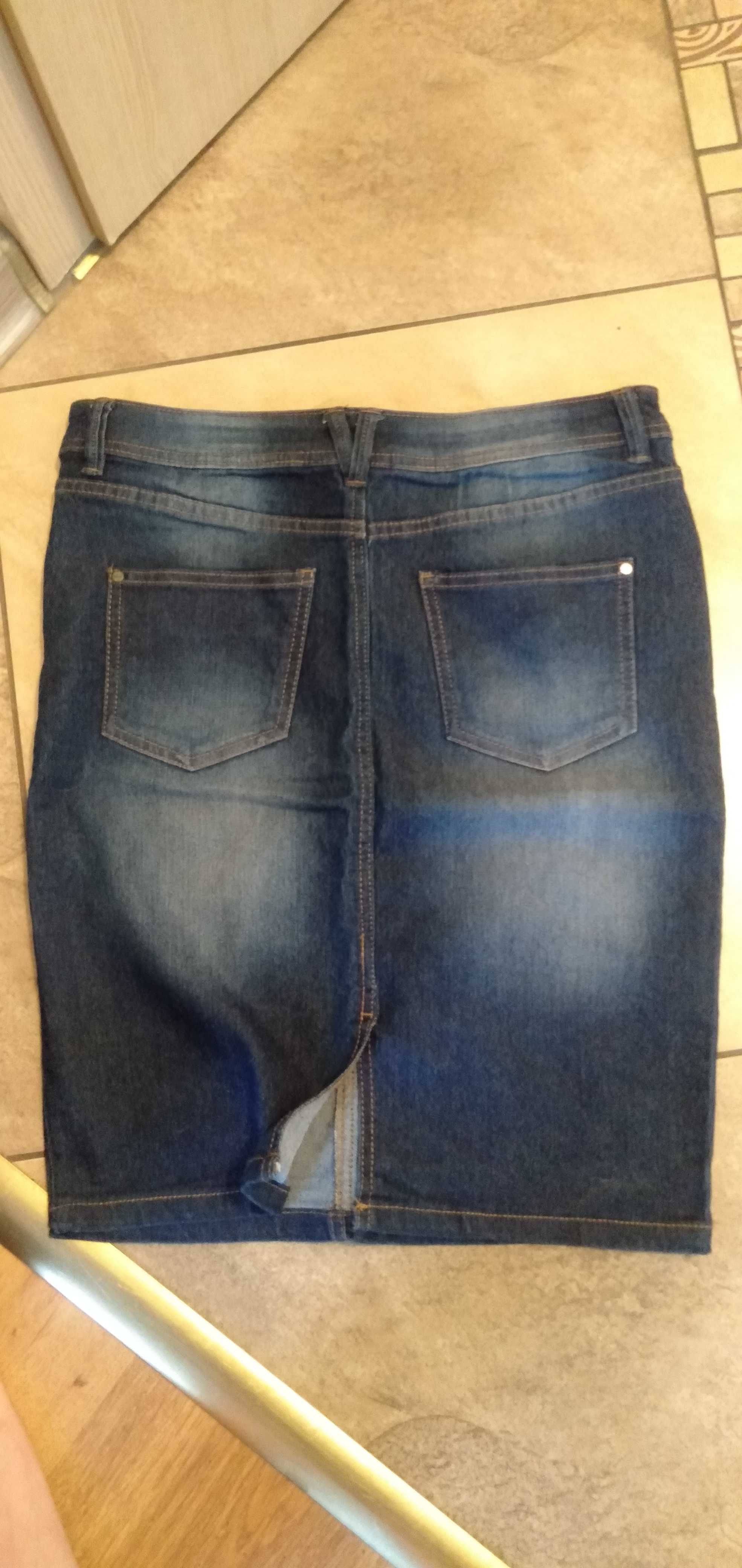 Spodnie jeansowe + moro + spódnica jeans r. M